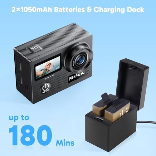 AKASO Brave 4 4K30fps 20MP WiFi Action Camera Ultra Hd with EIS 131ft Waterproof Camera Remote Control 5xZoom Underwater Camcorder with 2 Batteries and Bicycle Helmet Accessories Kit - Image 6